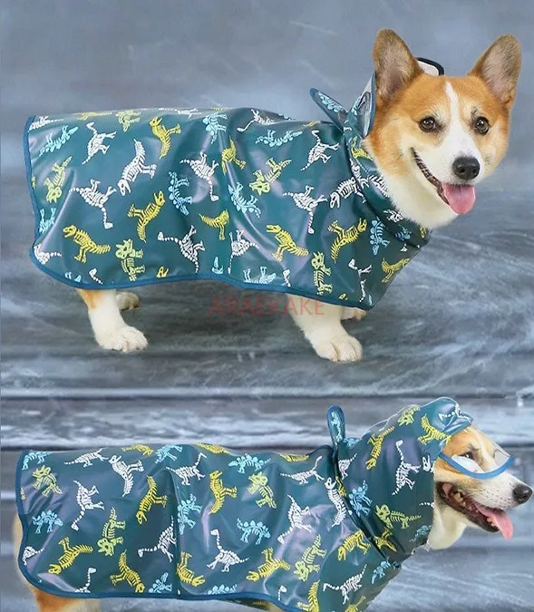 Dog raincoat waterproof clothes Teddy Chai dog corgi small dog medium-sized dog rain supplies cape full bag rain cape - view 5