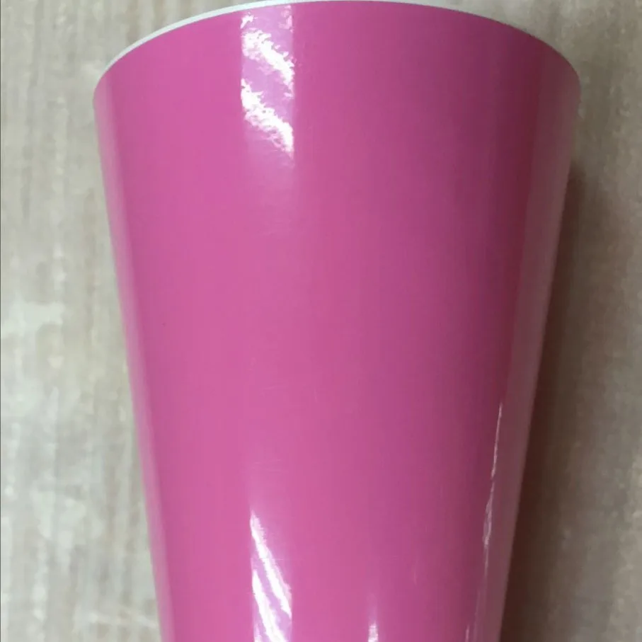 1.52*20M 1.52*20m/Roll High glossy pink car vinyl sticker urtra glossy vinyl film with air free bubbles Car Styling