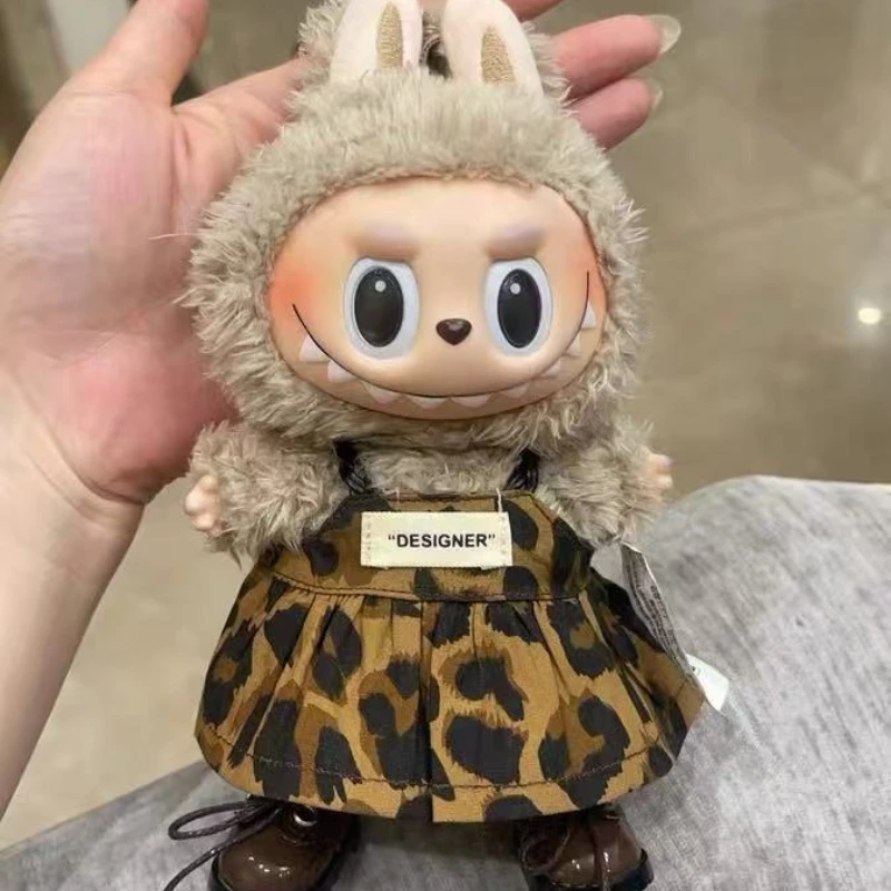 15-17 cm Labubu Vestiti per bambole Mini vestiti per bambole fai da te Accessori per abiti e gonna con stampa leopardata Regalo di compleanno Giocattolo per bambini