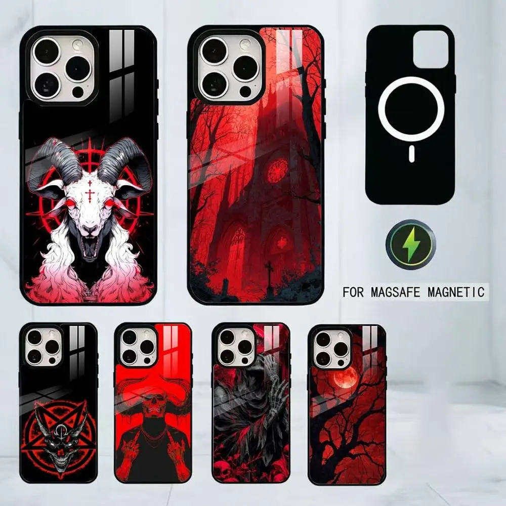 

Hell Satanic Art Phone Case For iPhone17,16,15,14,13,12,11 Plus,Pro Magnetic with Magsafe Wireless Charging