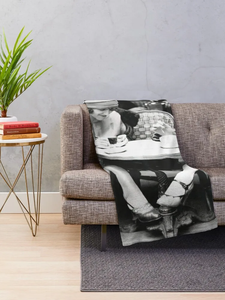 Flappers at Cafe, Black and White Vintage Art Throw Blanket Winter beds heavy to sleep Blankets