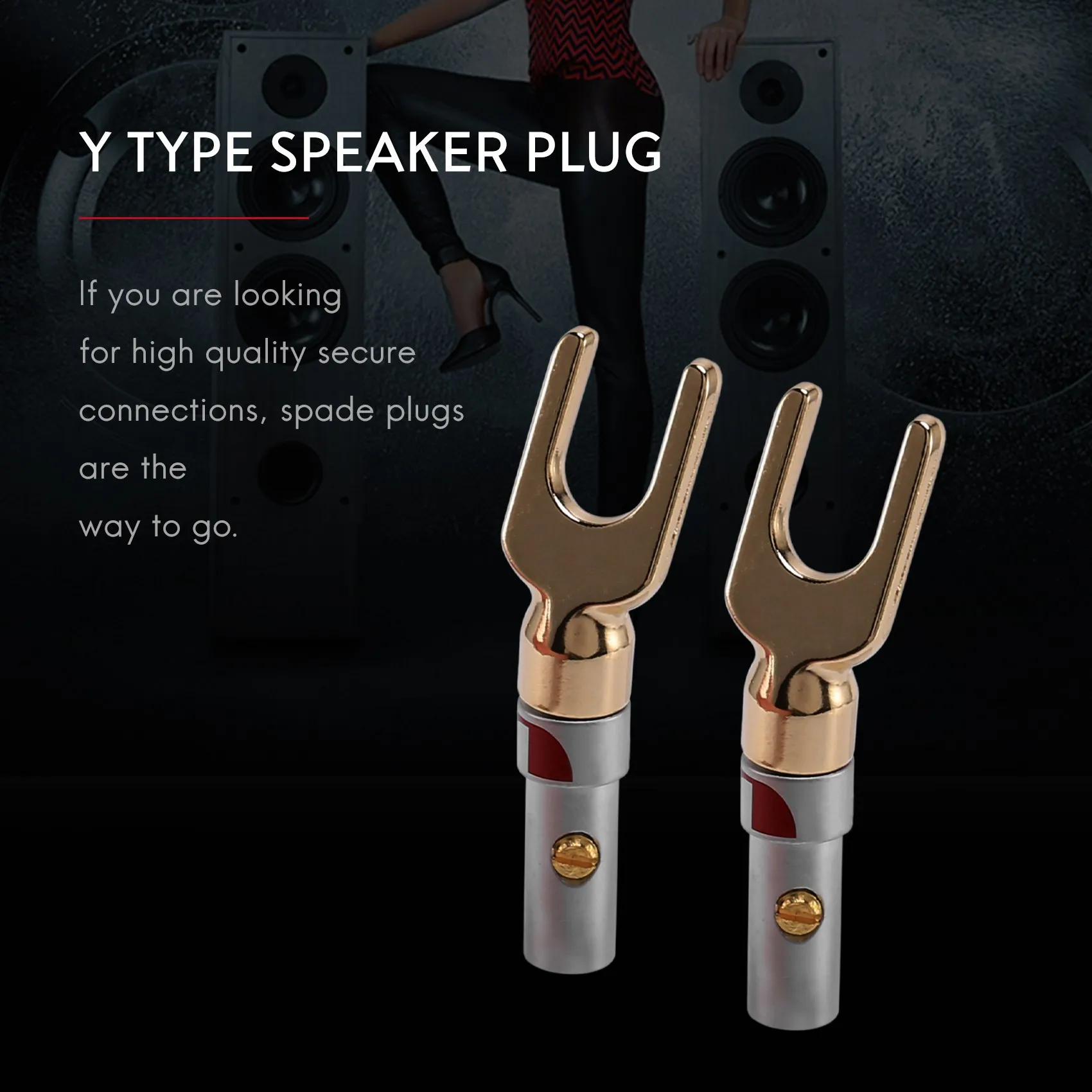 TCE Y Plug 45 Degree Terminal Spade Connector For Speaker Wires Diy/Speaker Connecti Wire Diy - Pack Of 12(6 Black + 6 Red)