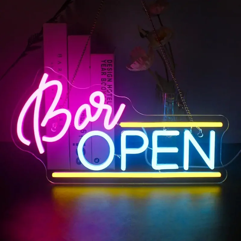 

Custom Neon OPEN Sign - LED Light Sign for Shop, Restaurant, Bar, Pub Window - Advertising Business Signage Display, USB Powered
