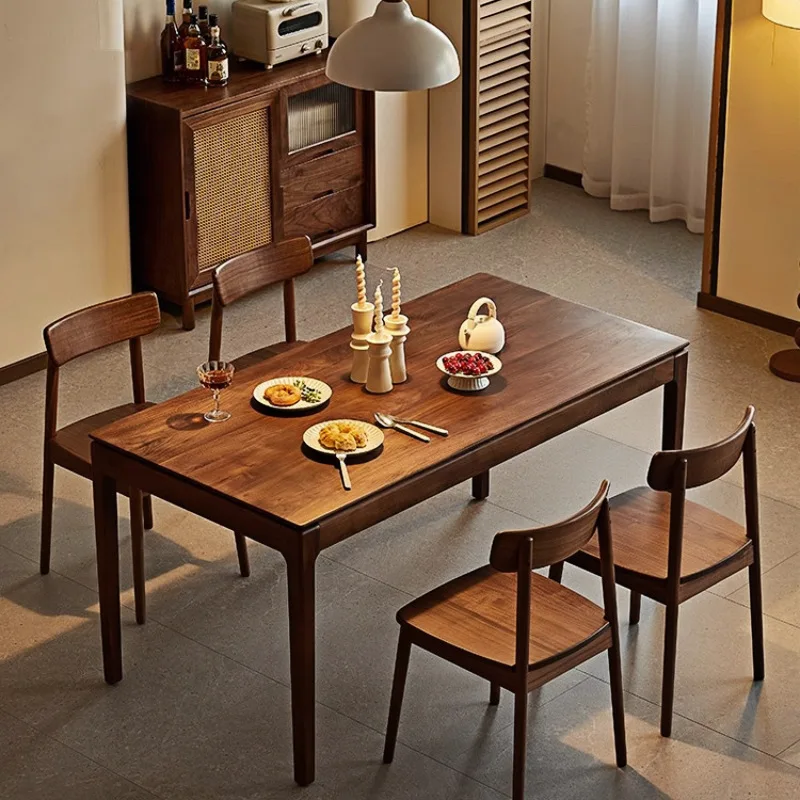 North American black walnut solid wood dining table, rectangular Nordic household small apartment cherry wood ash wood desk