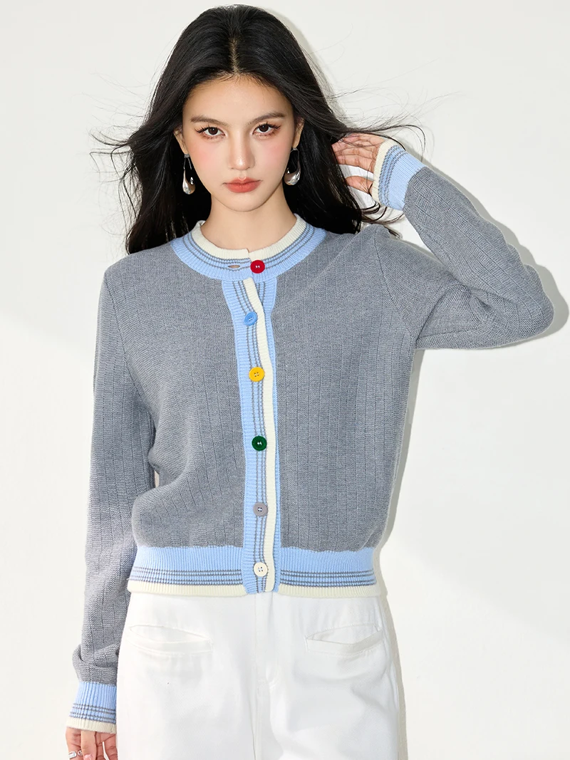 

Retro O-Neck Knitted Cardigans Women Korean Chic Single Breasted Sweater Jackets Streetwear Long Sleeve Cardigan