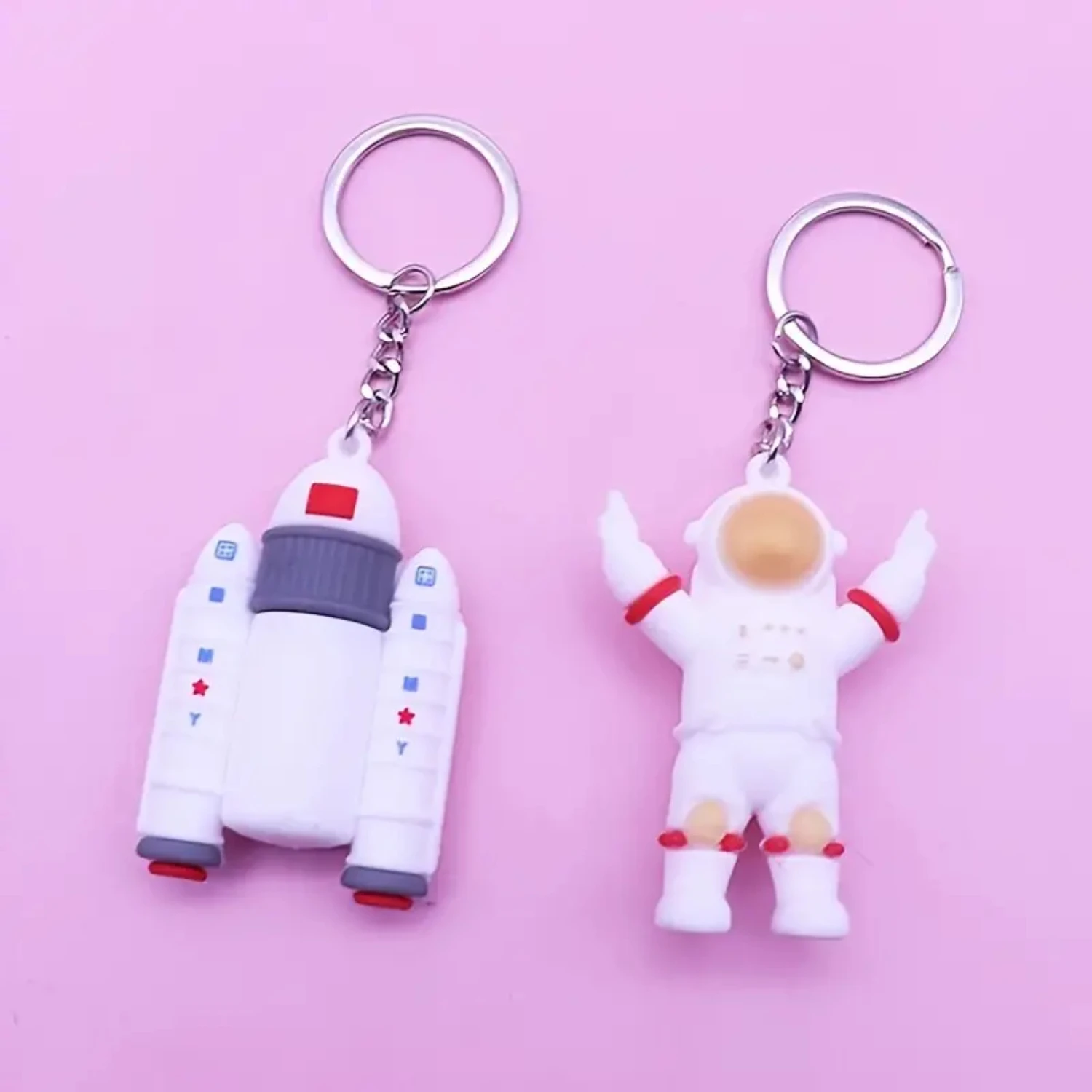 3D PVC Soft Cute Astronaut Key Chain Rocket Bag Pendant Gift Key Chain Backpack Accessories