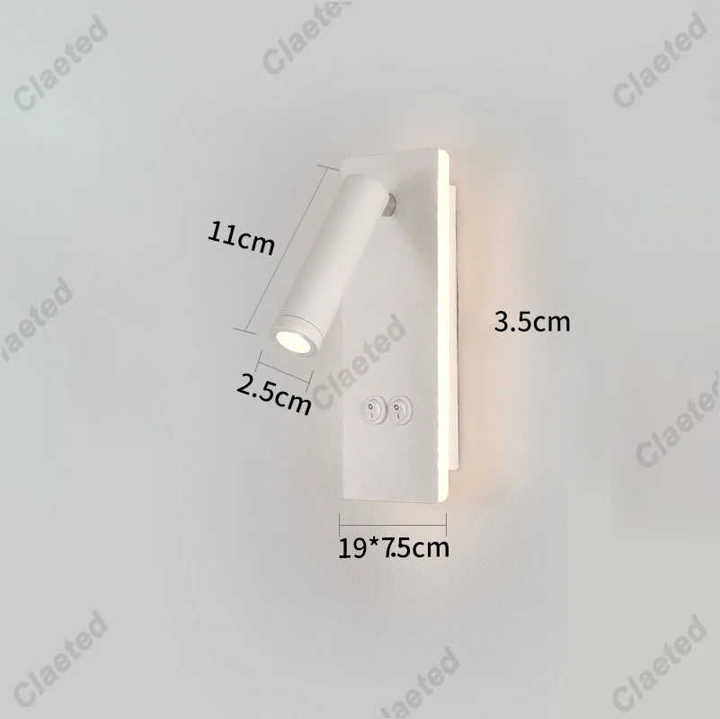 Creatieve Led Zwart-Wit Draaibare Wandlamp Usb Oplaadbare Slaapkamer Bed Leeslamp Woonkamer Keuken Wandlamp