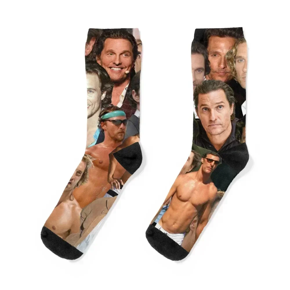 

Matthew McConaughey photo collage Socks Soccer New year's Wholesale custom Socks Women Men's
