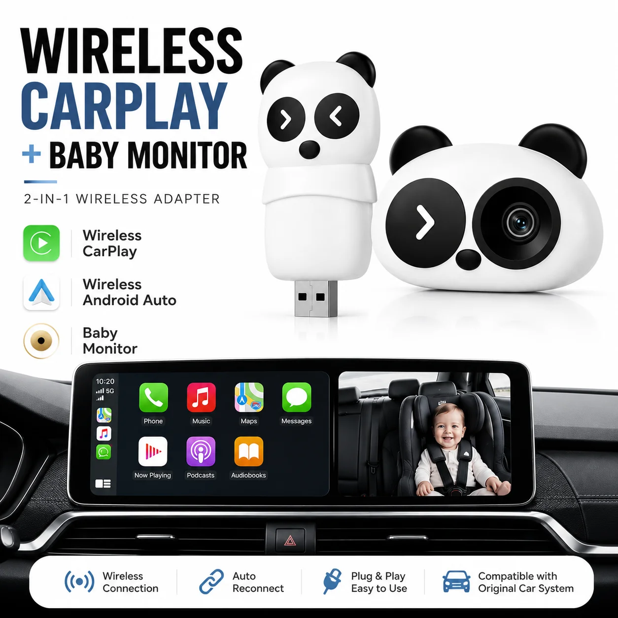 Wireless Carplay Baby Monitor  - đánh giá và giá Baby Monitor Split Screen
