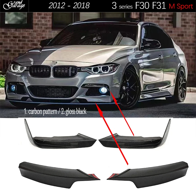 

F30 M Sport Карбоновое волокно и глянцевый черный передний бампер, разделитель губ для 2012-2018 3 серии F30 Sedan F31 Wagon 325i 330i