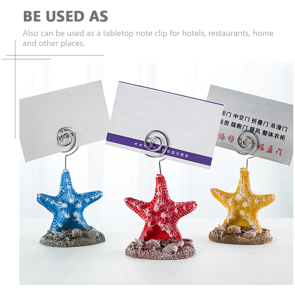 

2Pcs Delicate Sea Star Note Clip Mediterranean Style Desktop Memo Holder for Photos Memos Messages Home Office Decor