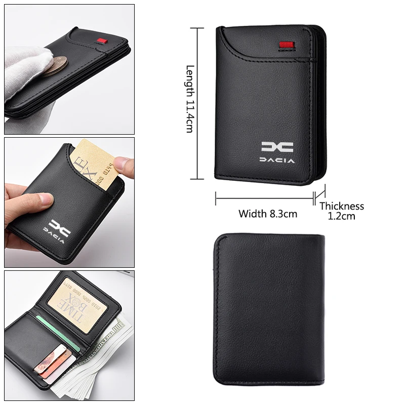 Car Emblems Soft Wallet Leather Mini Credit Card Purse Portable Small Wallet For Dacia Logan Sandero Duster Lodgy Spring Jogger