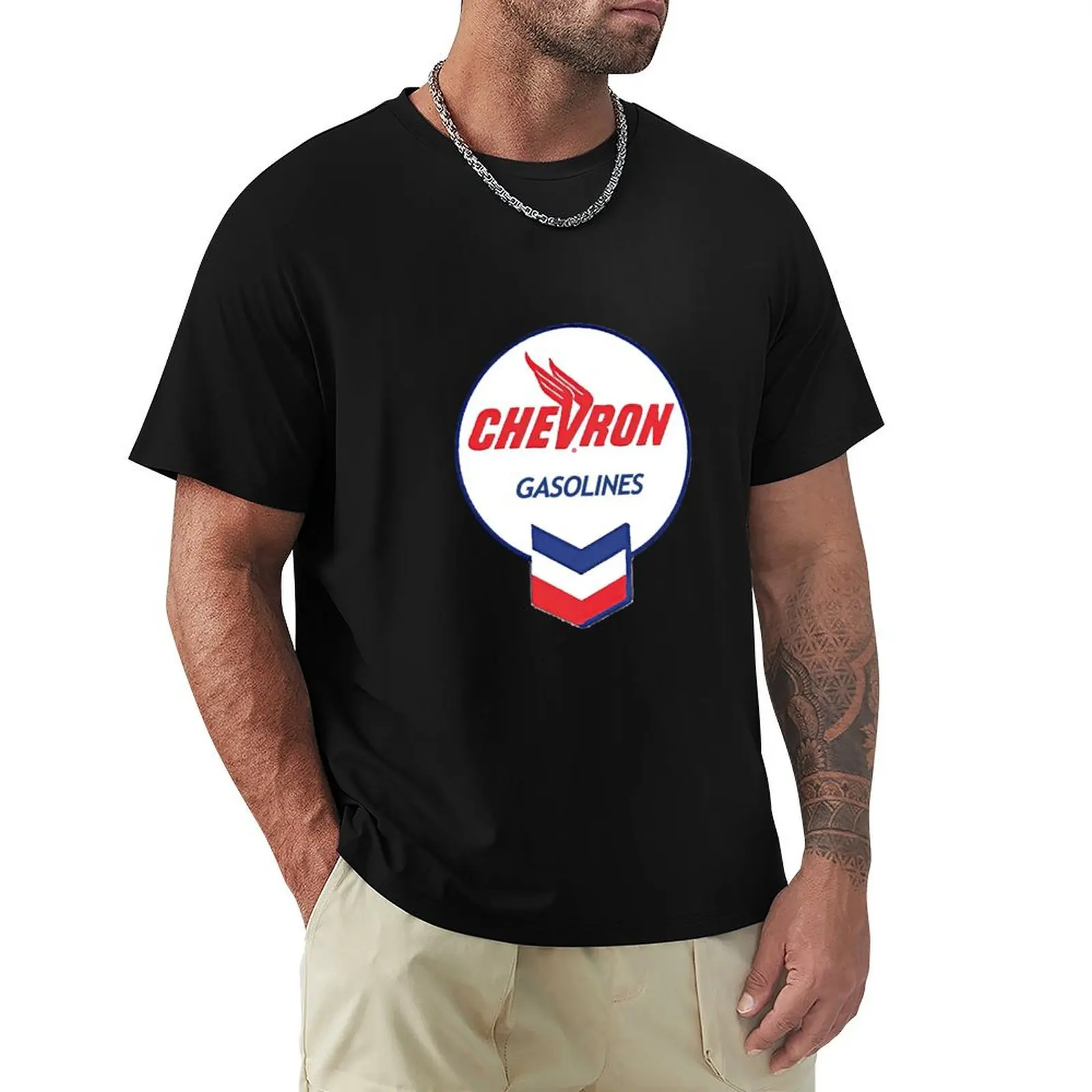 Vintage round Chevron gasolines logo T-Shirt Big Size Daily Wear T-Shirt