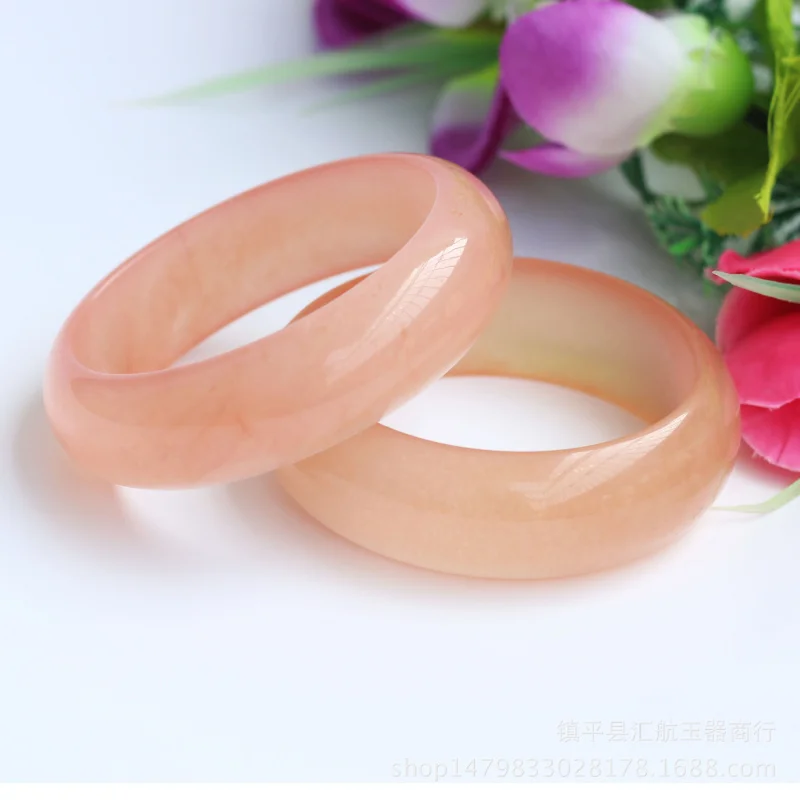 

pink bracelet Quartzite Bracelet Gold Silk Jade Bracelet Light Pink Wide Bracelet Women's Bracelet