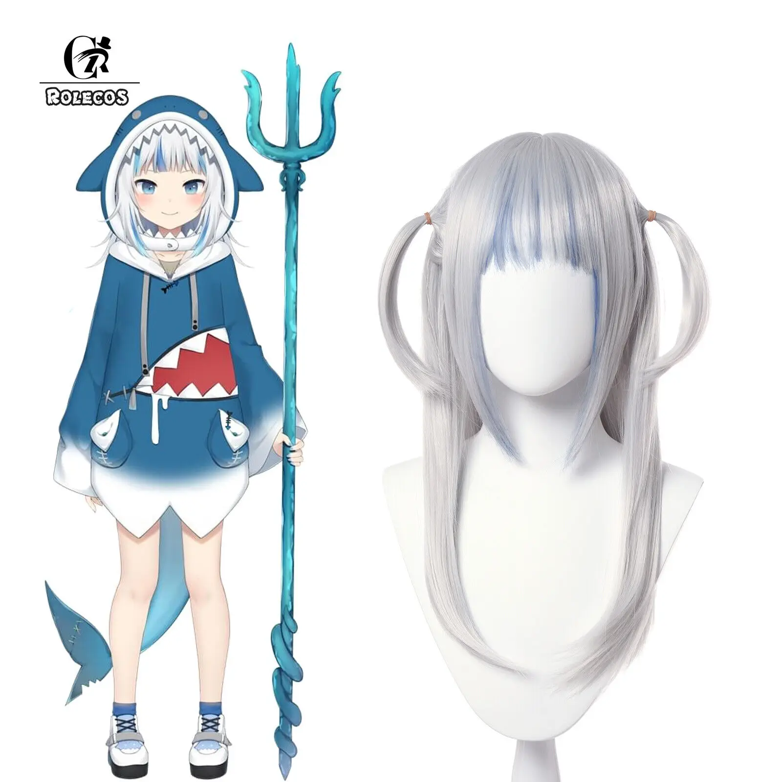 Hololive Gawr Gura Cosplay Wig Gawr Gura Cosplay White Mixed Wigs