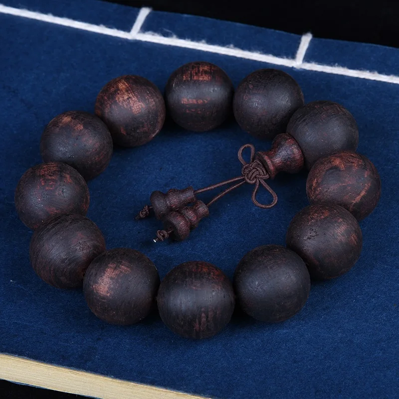 

Jiangzhenxiang Bracelet Qinan Butter Black Oil Hemp Silk Gold Armor Rattan Fragrant Wood Rosary Beads Bracelet Prayer Beads