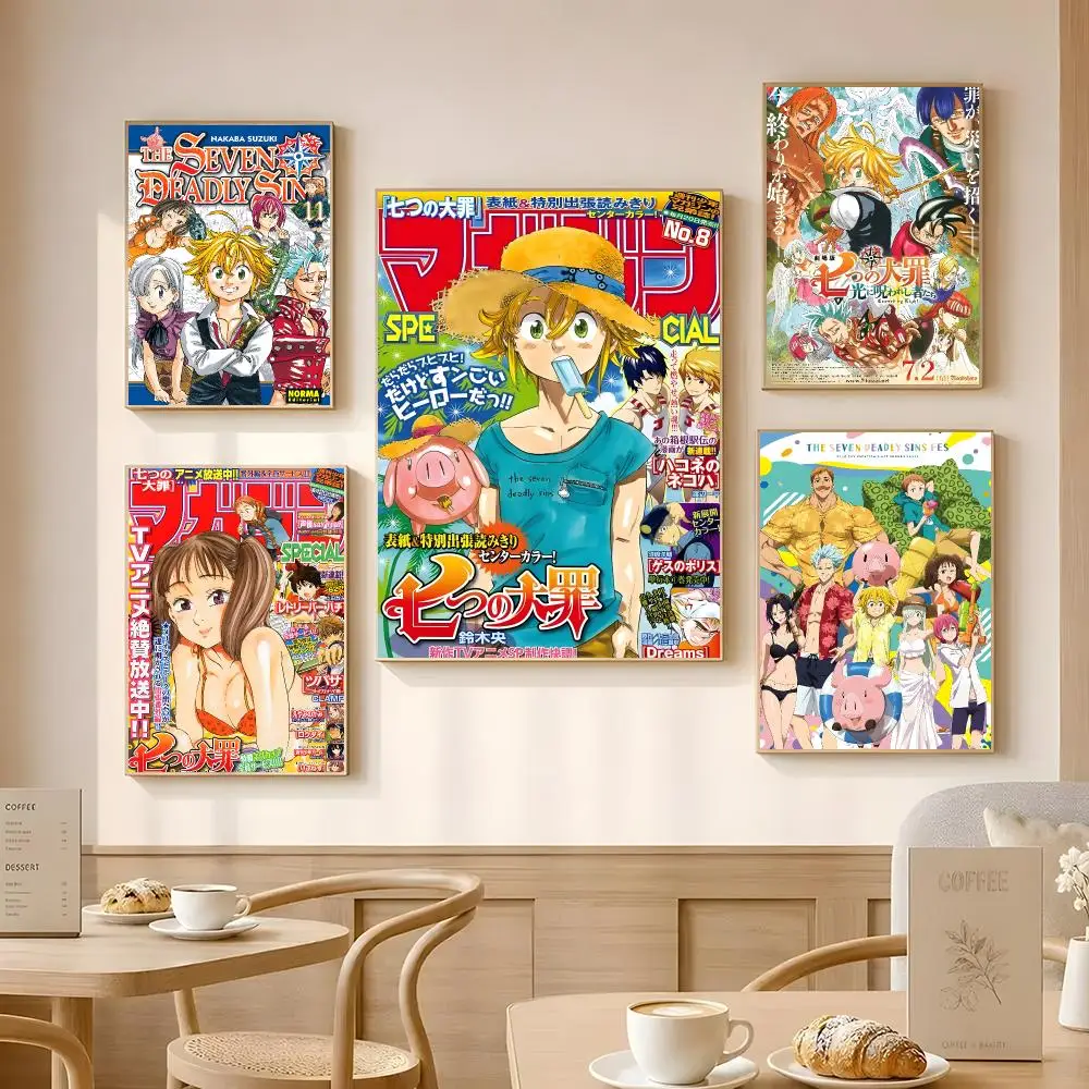 Anime The Seven Deadly Sins Poster Poster Self-adhesive Art Waterproof Paper Sticker Coffee House Bar Room Wall Decor