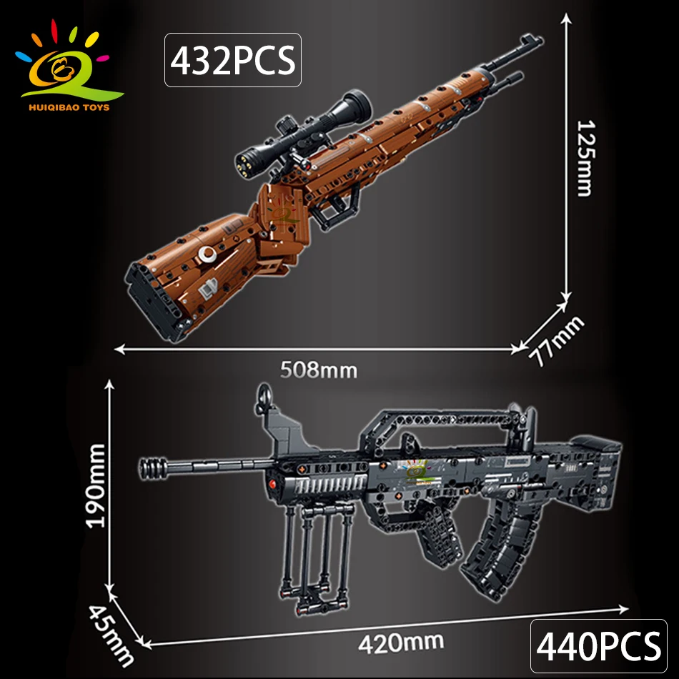 HUIQIBAO 98K AK47 Assault Rifle Model Building Blocks Military Army Weapon Pistol Building Block Imitation Gun Brick Toy for kid