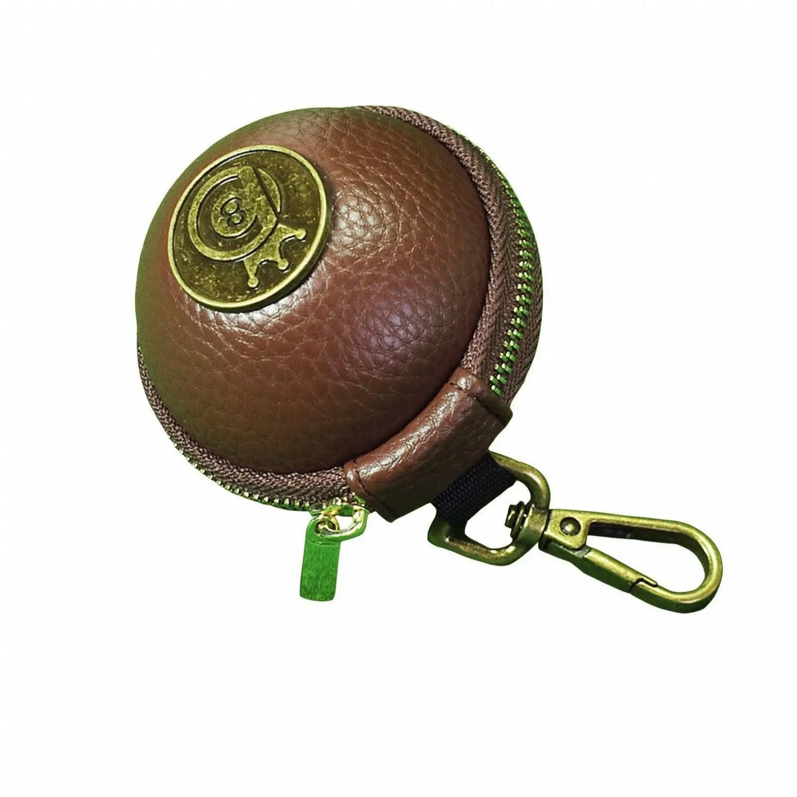 Protective Leather Billiard Ball Pouch for Pool Cue Sphere Storage Zippered Compact Holder with Carry Clip