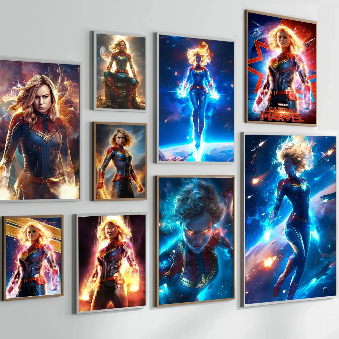 Marvel Captain Marvel Hanging Scroll Poster Iron Man Wall Artwork Avengers Canvas Painting Home Decoration Decor Wallpaper Gift