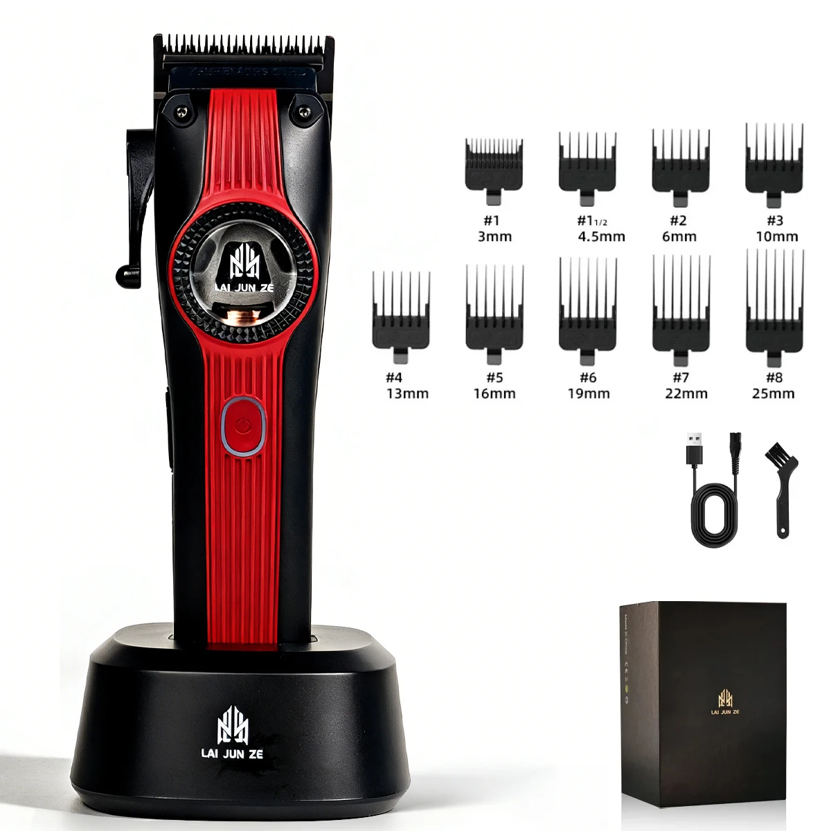 13000RPM Magnetic Vector Motor Professional BRDCLIP 956 Metal Housing Hair Clipper Barber Fade Blade Trimmer Man Base Charger