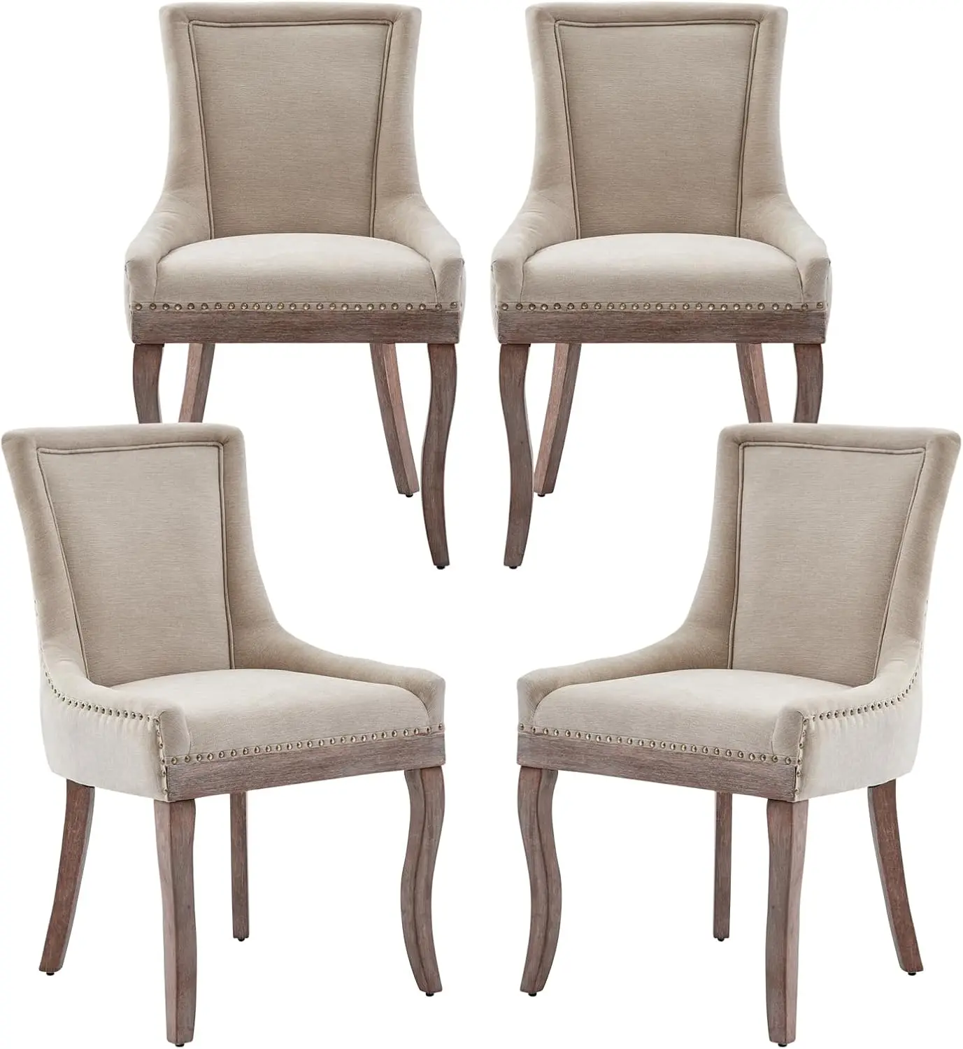 

Modern Dining Chairs Set Of 4, High Ba Dining Chairs Side Chairs With Solid Wood Legs, Upholstered Fabric Dining Room Chairs