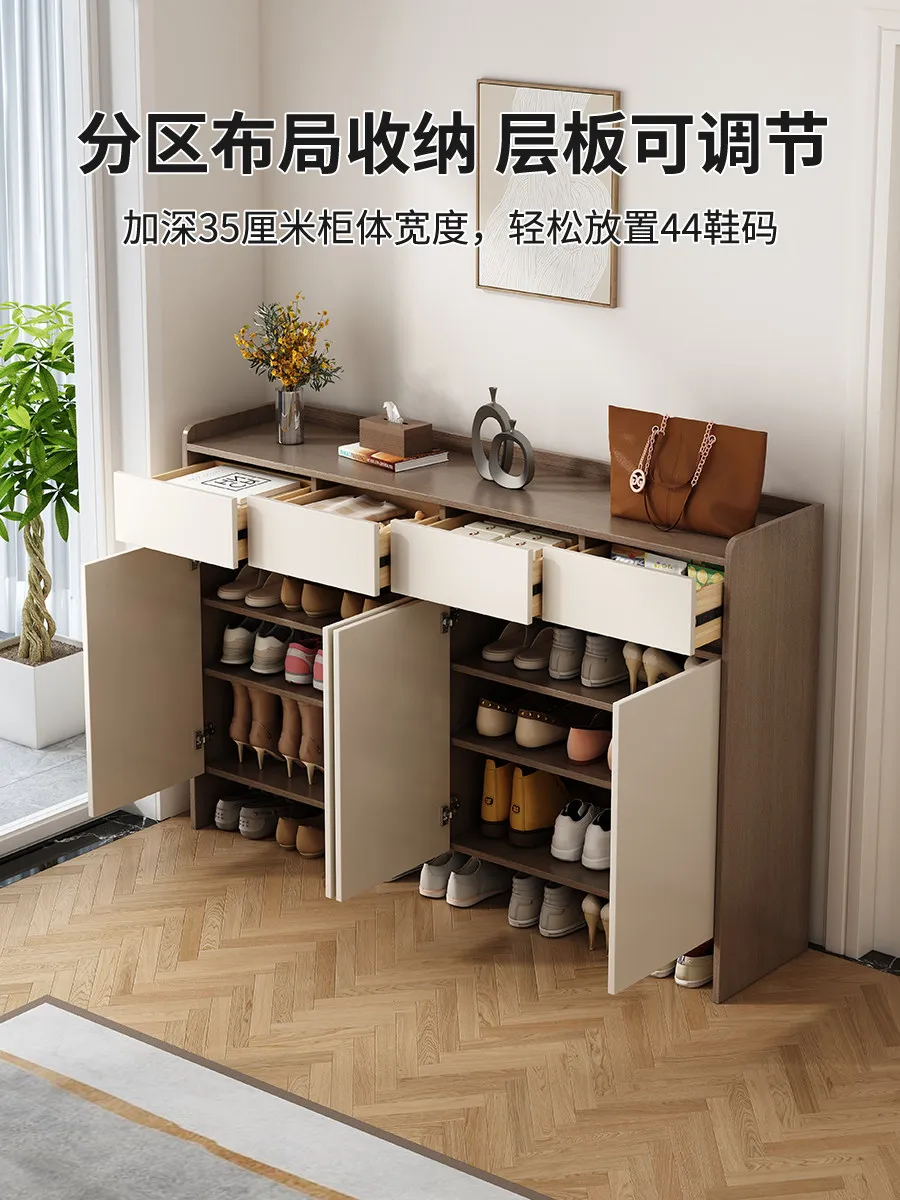 PYH new home door shoe cabinet home door wall integrated large capacity solid wood simple porch cabinet