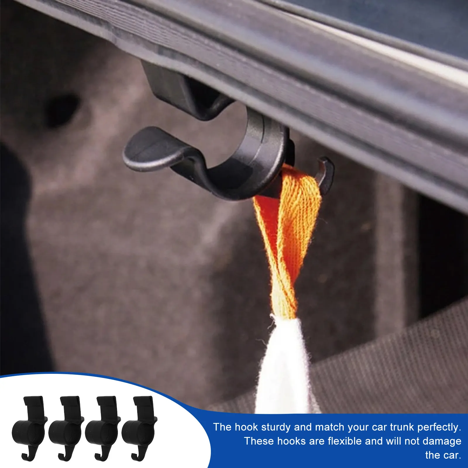 

Комплект из 4 универсальных держателей для багажника автомобиля: прочные крепления из АБС-пластика для зонтов, сумок, удочек, органайзер-подставка для багажника автомобиля