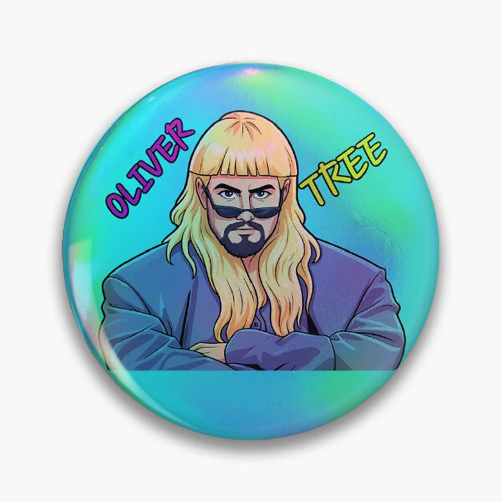 Oliver Tree Cowboy Tears Pin Holographic Star Heart Pin Brooches Laminated Button Fashion Accessory