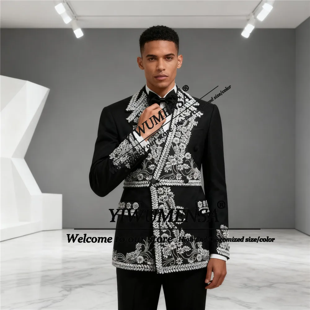 

Эксклюзивный мужской костюм с камнями из бисера, комплект из 2 предметов, двубортный пиджак для жениха, свадебные смокинги по индивидуальному заказу, наряд Ropa Hombre 2026