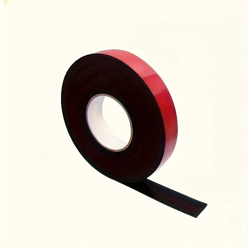 Strong Double-Sided Adhesive Tape - Adhesion Red Foam Tape for Securing Cables, Straps, Signs - Durable Hold on Smooth Surfaces