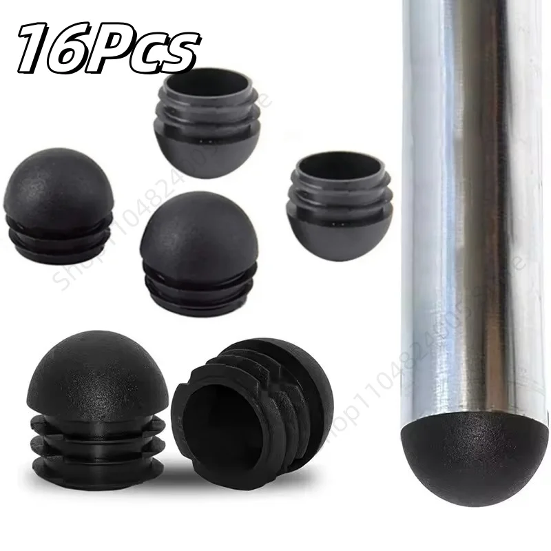 Tapón de tubo redondo de plástico negro, 16 Uds., 13-38mm, tapa para pies de mesa y silla, tapón de inserción de tubo, cubierta antipolvo decorativa, herrajes para muebles