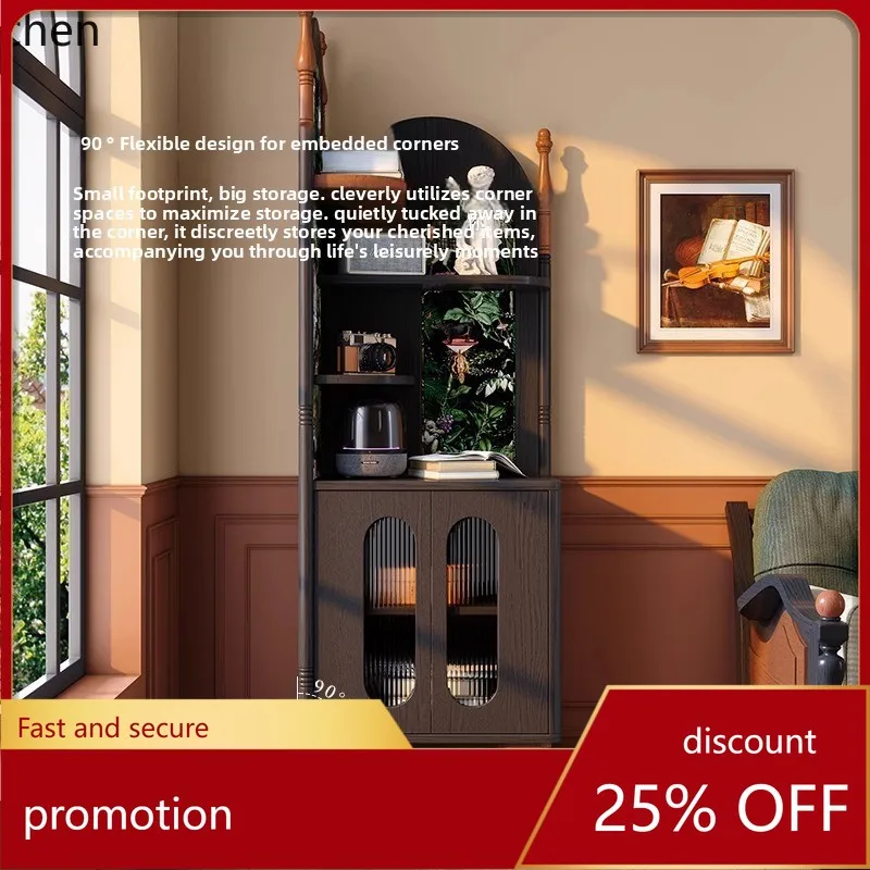 HXL Corner Cabinet Living Room Wall Corner Storage Rack Triangle Solid Wood Multi-layer Storage Rack
