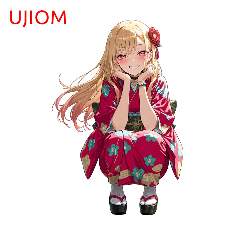 UJIOM Squatting Girl Japanese Style Marin Kitagawa Wall Sticker Exquisite Enchanting Sunscreen Decal Sofa Wall Windows Decor