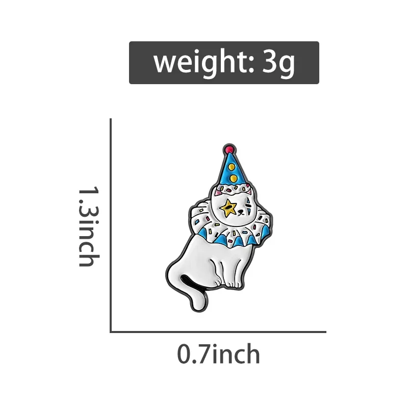 Cartoon Cute White Cat Enamel Pins Custom Circus Clown Mask Brooches Clothes Lapel Badges Christmas Jewelry Gift for Friends