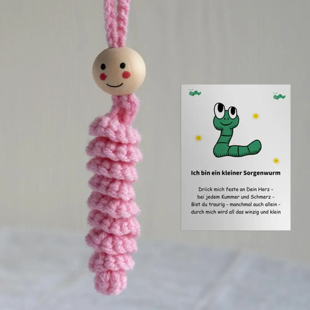 Backpack Caterpillar Doll Colorful Handmade Crochet Worm Toy Backpack Car Mirror Hanging Decoration Unique Yarn for Kids