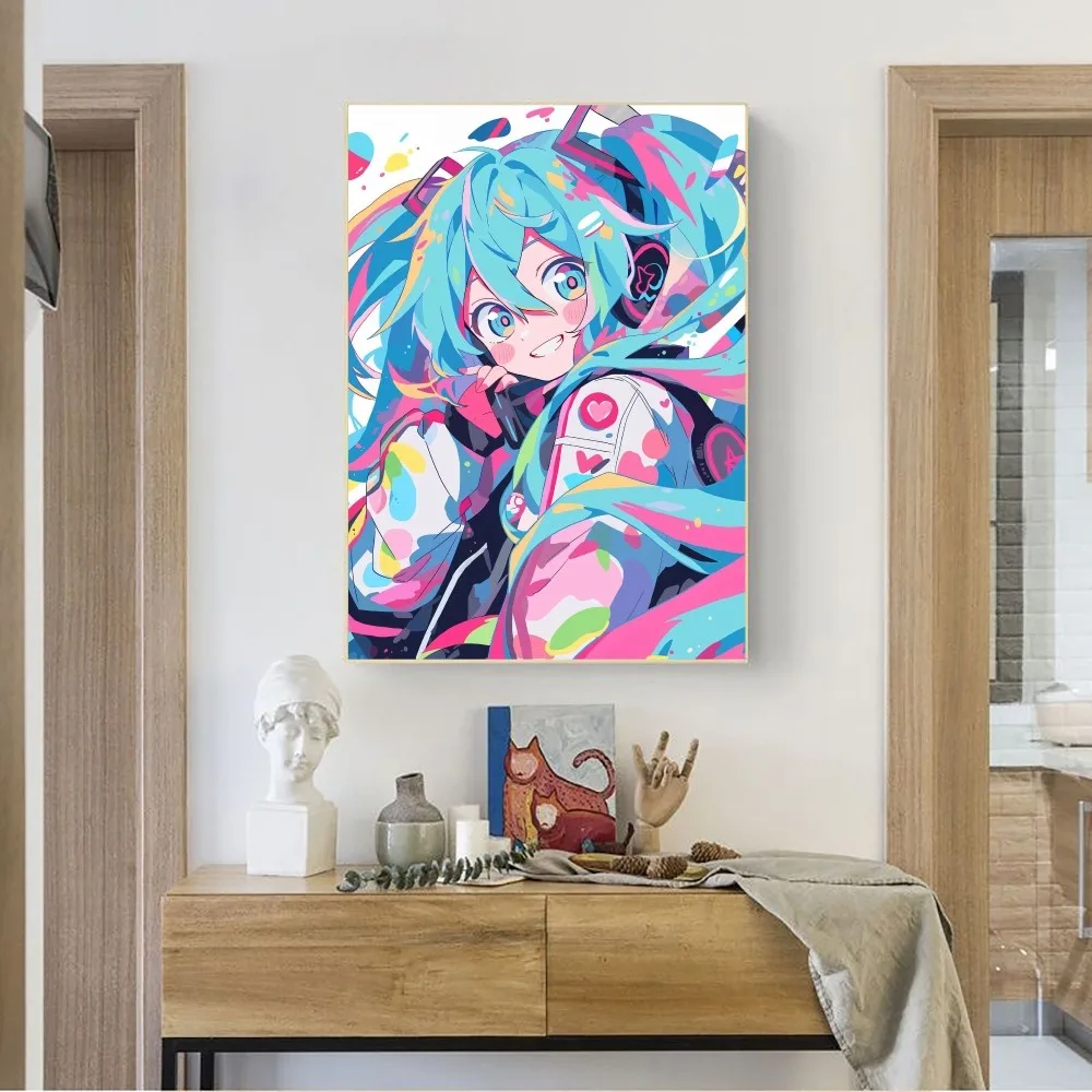 Póster de Anime h-hatsunes m-miku sin marco, Papel Kraft Club Bar, póster Vintage, arte de pared, pintura, dormitorio, pegatinas de estudio