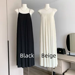 Plus Over Size 4XL Women Summer Spaghetti Strap Pleated Sleepdress Female Sexy Loose Pajamas Home Clothing Can Be Wear Out