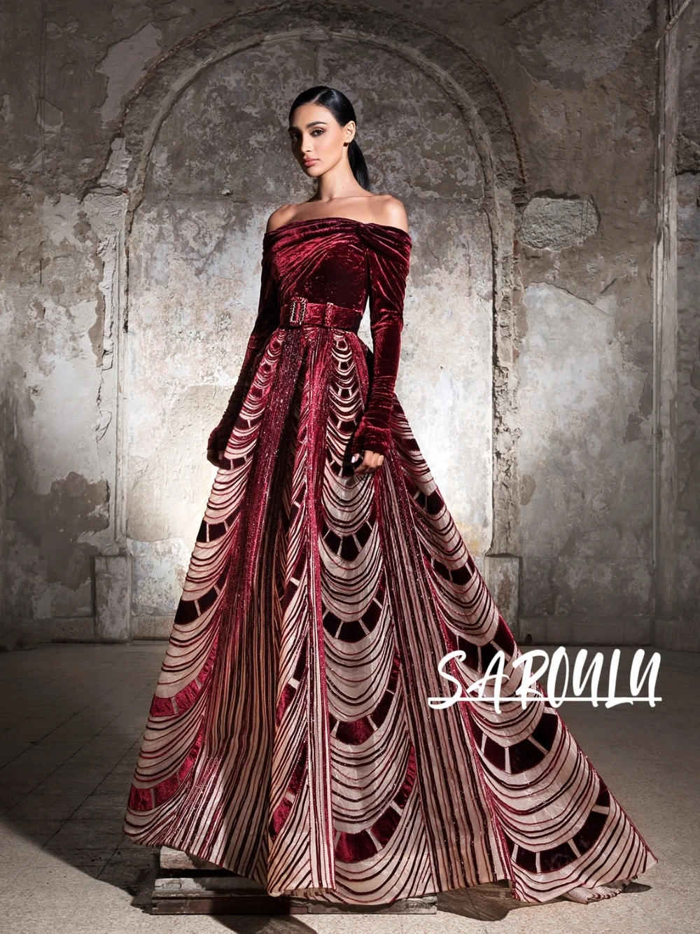 

Statement A Line Mirrors Galas Evening Dress Velvet Top Off Shoulder Cocktail Gown Customized Glamorous Richly Shiny Prom Wear