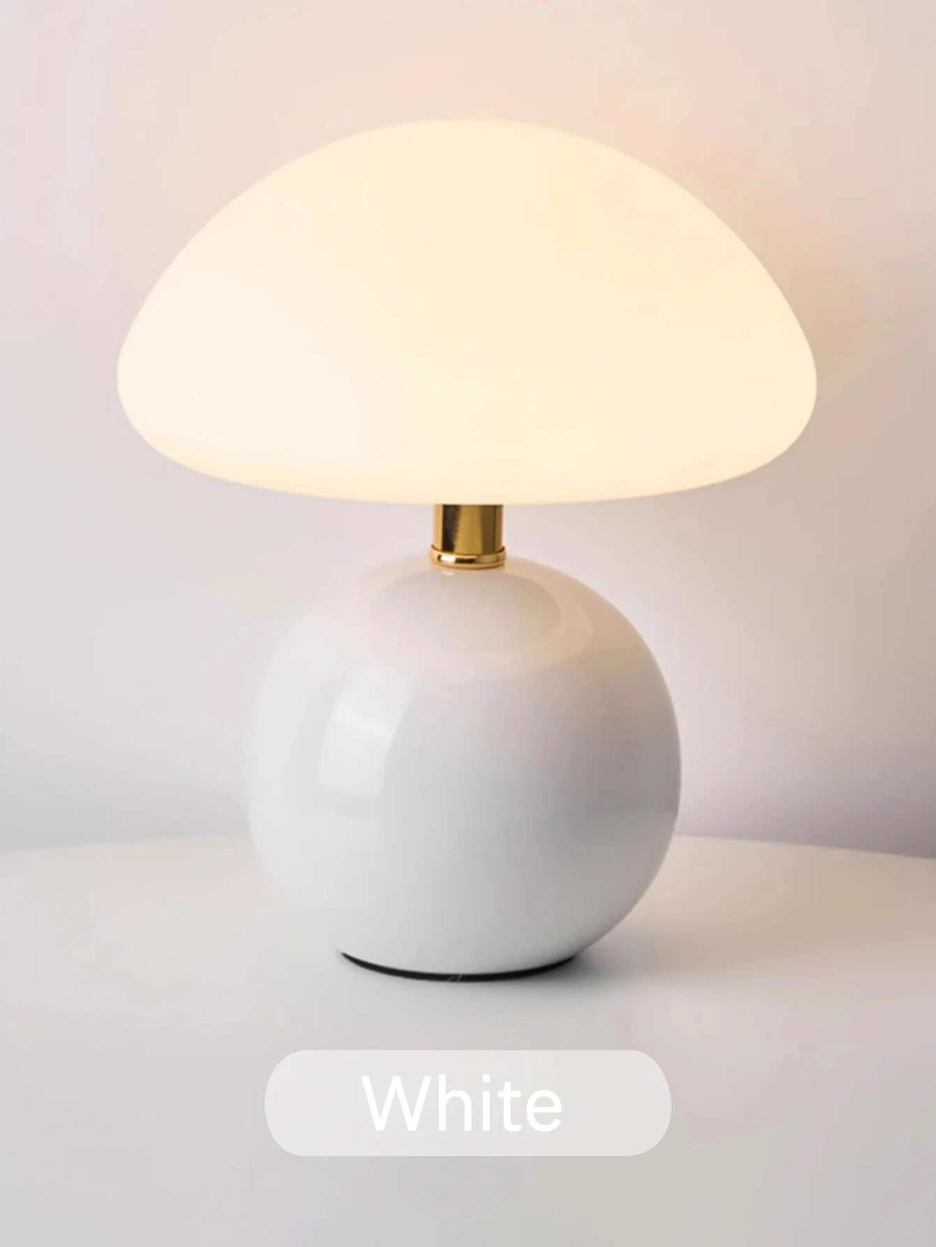 White Mushroom Table Lamp, Iron Lamp Body, Creative Suitable For, Bedroom, Dining Room Home Decoration, Desktop LED Modern LED