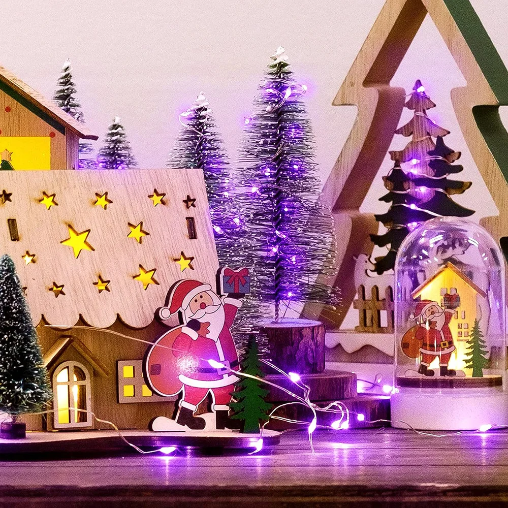 30/50/100LED Kupferdraht Lichterketten Batteriebetriebene Halloween Lila Lichterkette Innen Hochzeit Weihnachten Girlande Party Dekor – Detail 7