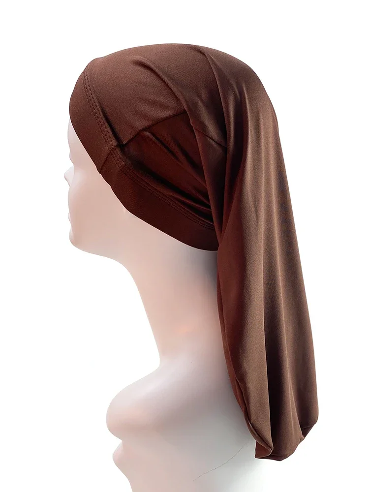 Nouveaux hommes tresses Dreadlocks nuit Bonnet de sommeil longue queue Bonnet large bande élastique chimio Cancer chapeau unisexe couleur unie tête enveloppement
