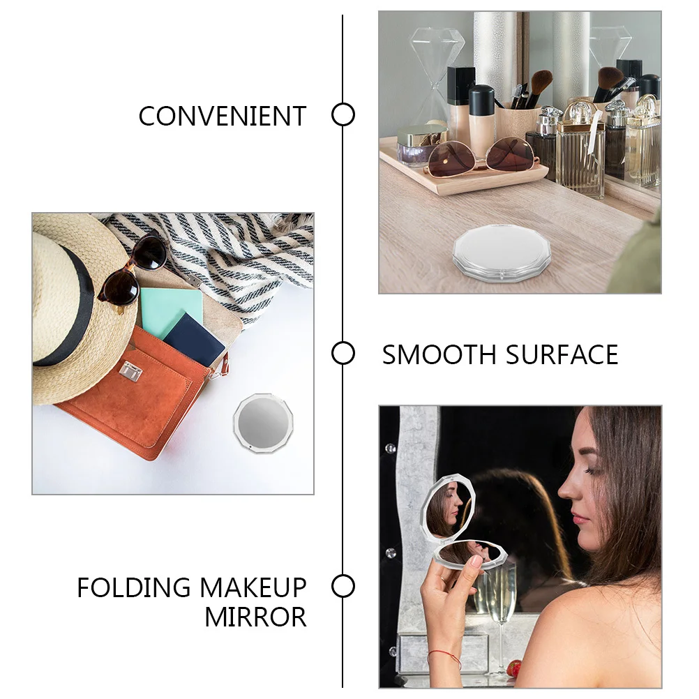 Small Compact Mirror Foldable Makeup Mirror Fine Workmanship Smooth Finish for Women Girls Gift Idea Portable Use