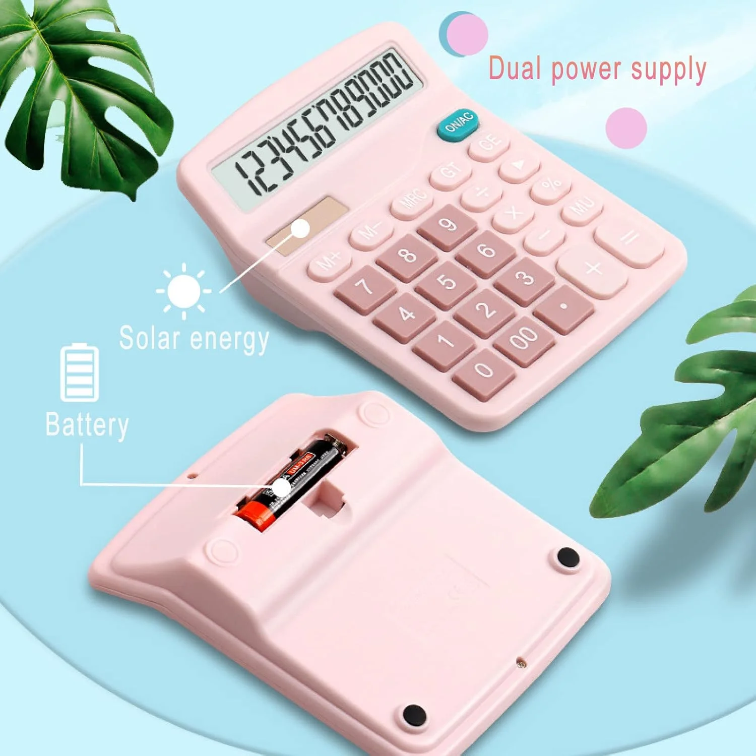 Calculadora, calculadora eletrônica padrão de energia dupla com bateria solar de 12 bits com grande display LCD Calculadora de escritório