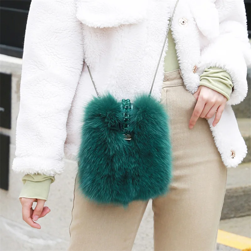 

Fashion Fur Small Cross Bag 2023 New Women's Mini Fox Fur Mobile Phone Bag Girls' Mobile Phone Wallet