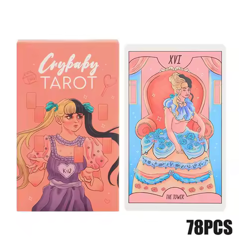 12x7cm crybaby Tarot Cards 78Pcs Oracle Deck English Board Game Fortune Telling Fate Divination with paper manual