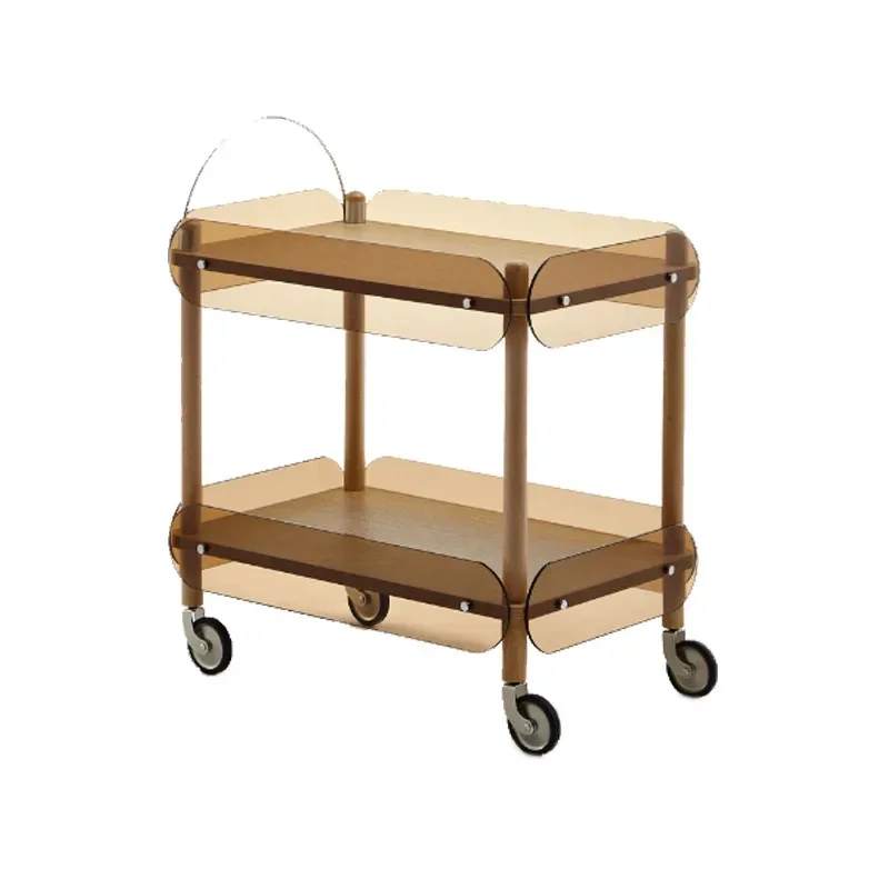 Solid wood trolley removable household small apartment living room dining car coffee table sofa edge rack corner table
