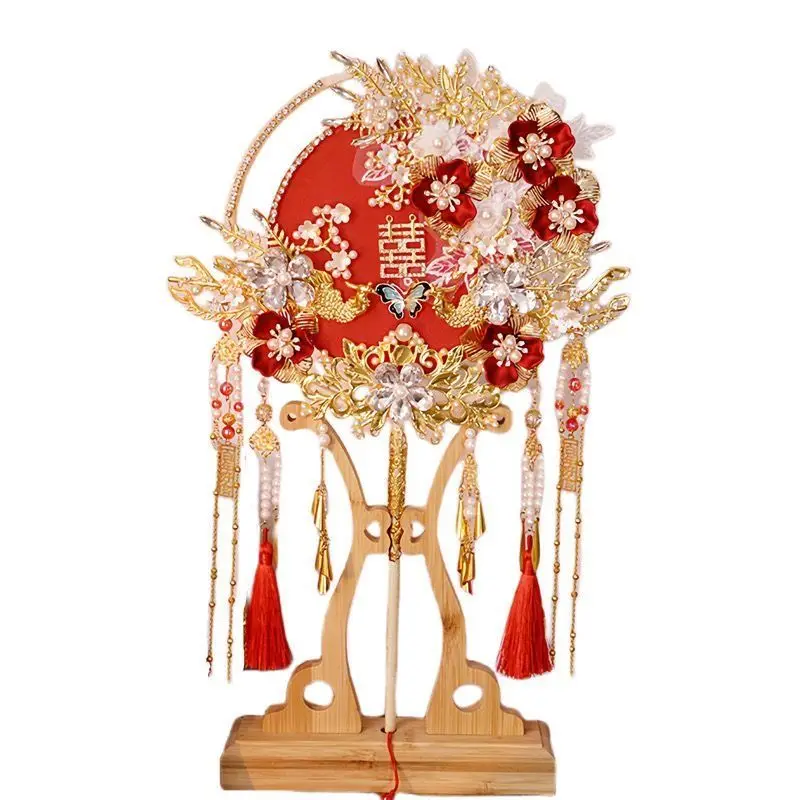 group-fan-bride-wedding-antique-xiuhe-double-sided-happy-fan-advanced-wedding-heavy-industry-wedding-fan