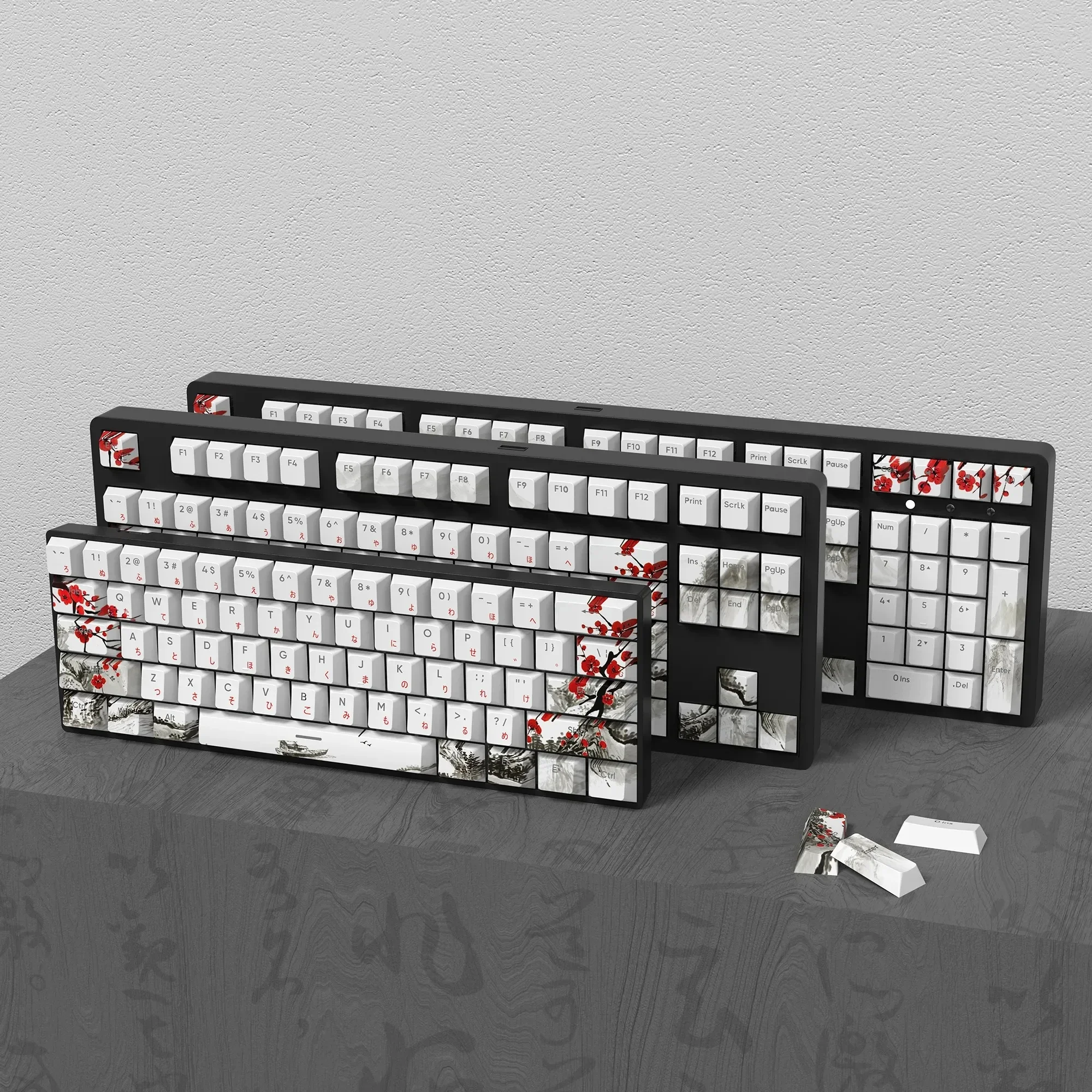 Double Shot pbt Keycaps 135 Keys Plum Blossom Custom Keycap Set Dye Sub Backlight Key Caps For MX Switch Russian Korean Cap