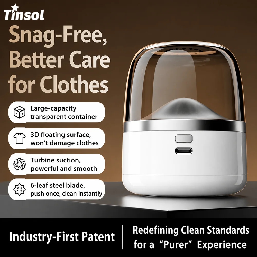 TINSOL High-suction electric lint remover rechargeable with  transparent collection box suitable for removing lint from clothing